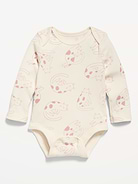 Image number 1 showing, Printed Long-Sleeve Ribbed Bodysuit for Baby