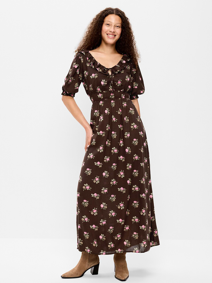Image number 1 showing, Ruffle-Collar Boho Maxi Dress