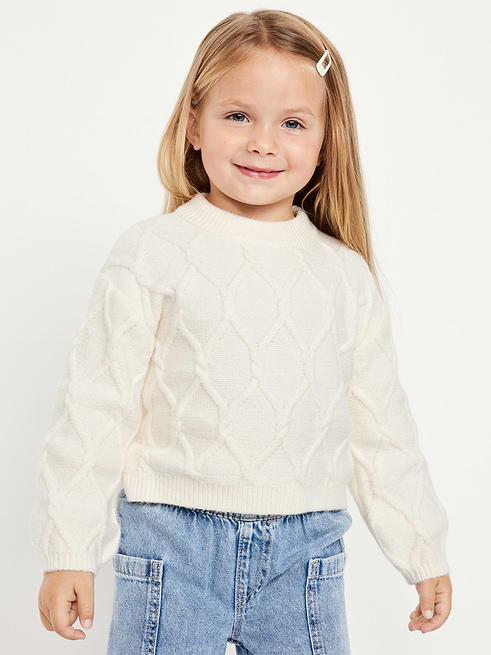 Long Long-Sleeve Cable-Knit Sweater for Toddler Girls clearance deal