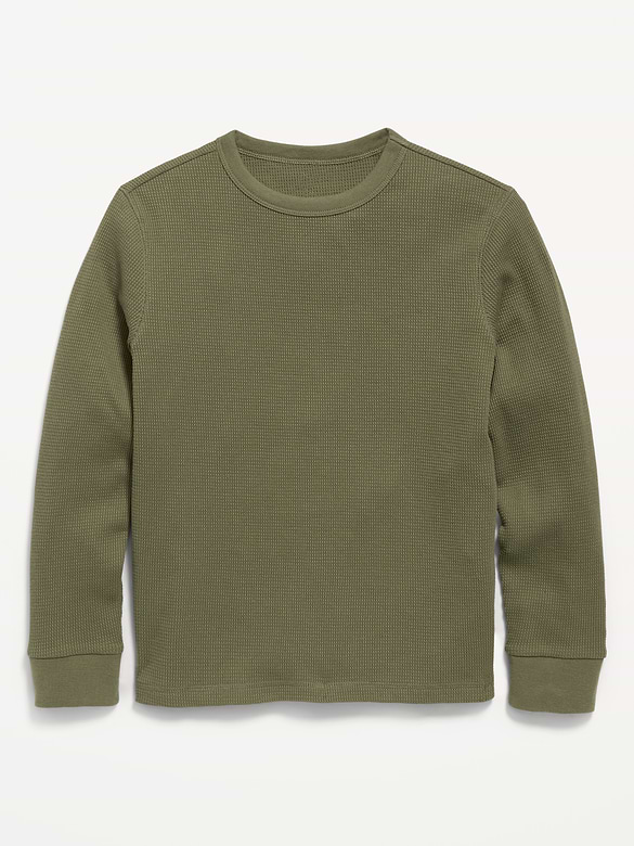 Long-Sleeve Waffle-Knit T-Shirt for Boys