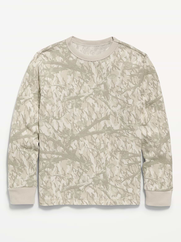 Long-Sleeve Waffle-Knit T-Shirt for Boys