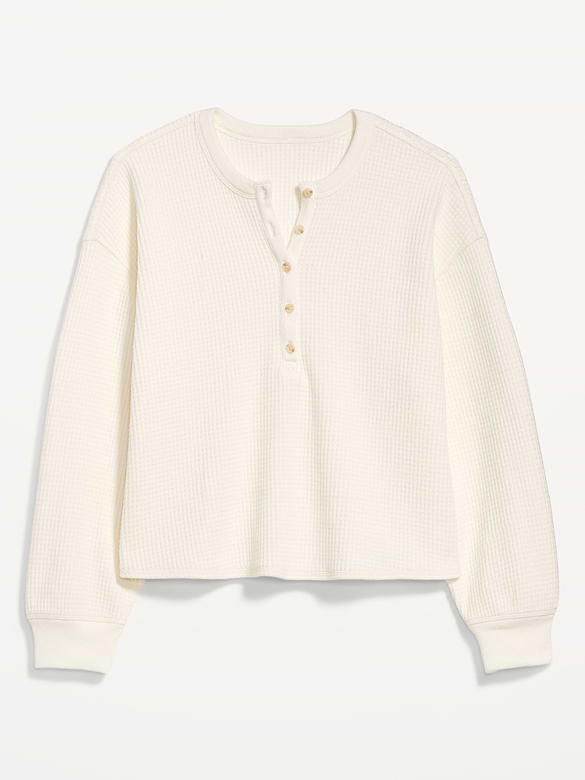 Long-Sleeve Crew-Neck Henley T-Shirt