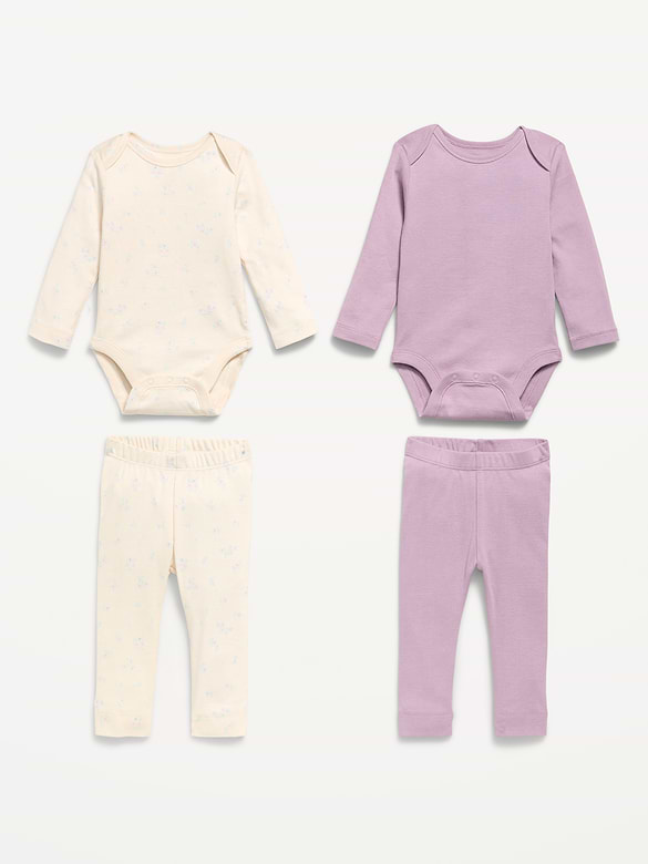 Long-Sleeve Bodysuit and Leggings 4-Piece for Baby