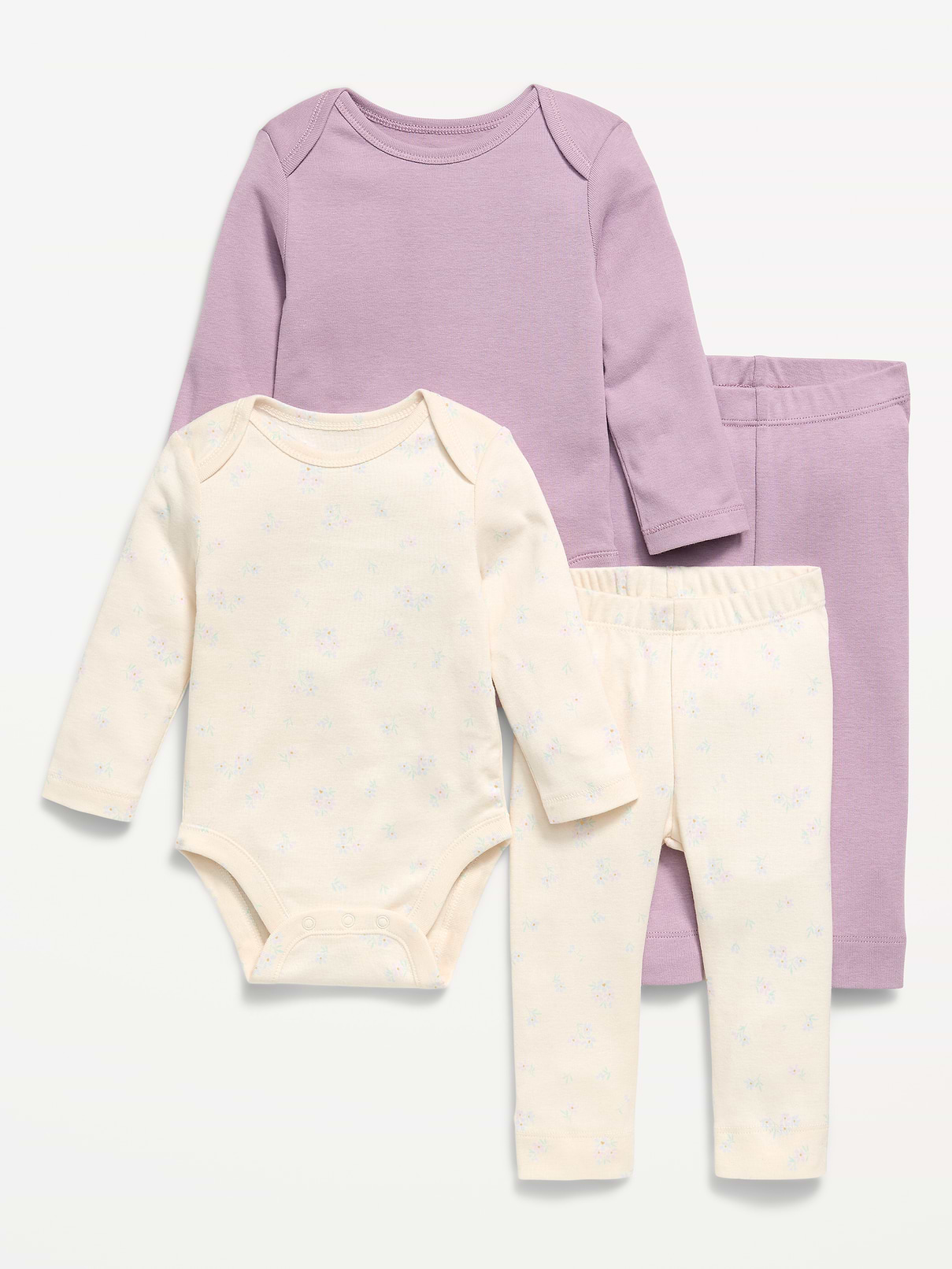 Image number 1 showing, Long-Sleeve Bodysuit and Leggings 4-Piece for Baby