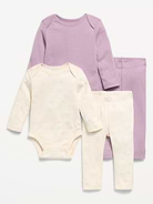 Image number 1 showing, Long-Sleeve Bodysuit and Leggings 4-Piece for Baby