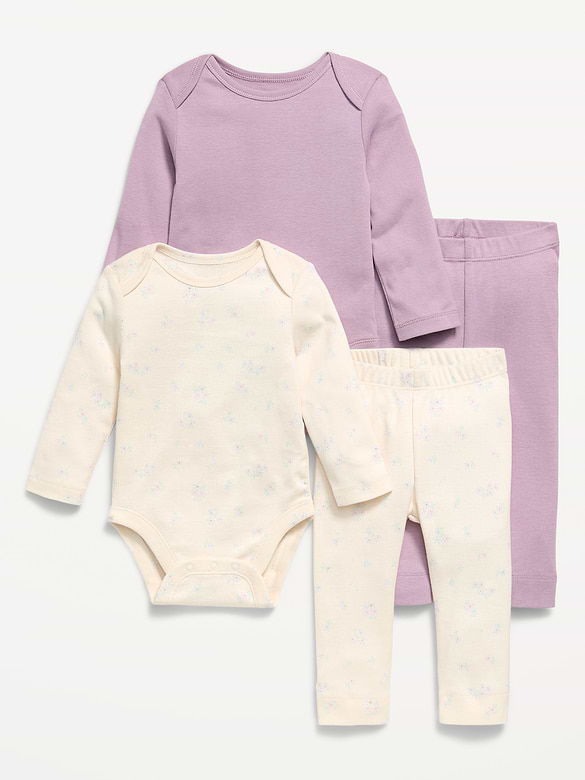 Long-Sleeve Bodysuit and Leggings 4-Piece for Baby