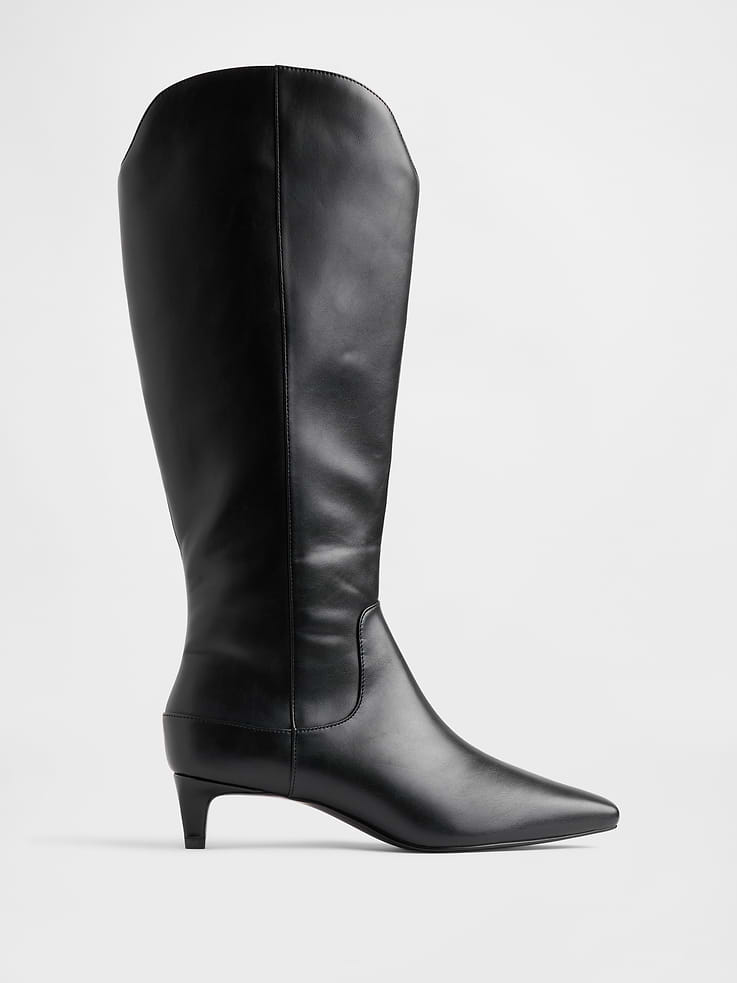 Image number 1 showing, Kitten Heel Pointy Knee High Boots