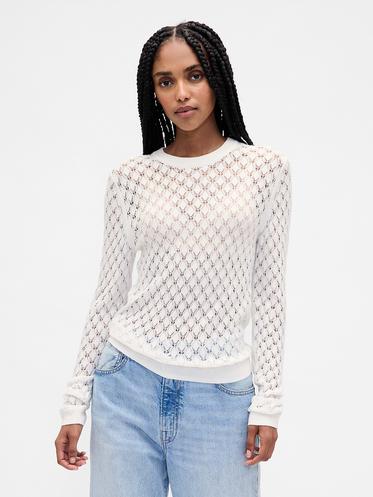 Image number 1 showing, Pointelle Sweater