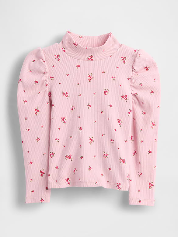 Baby & Toddler Puff-Sleeve Rib Mockneck