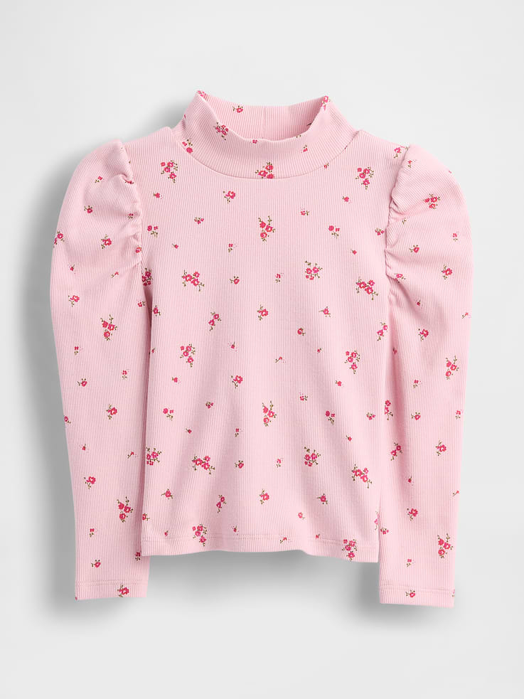 Image number 1 showing, Baby & Toddler Puff-Sleeve Rib Mockneck
