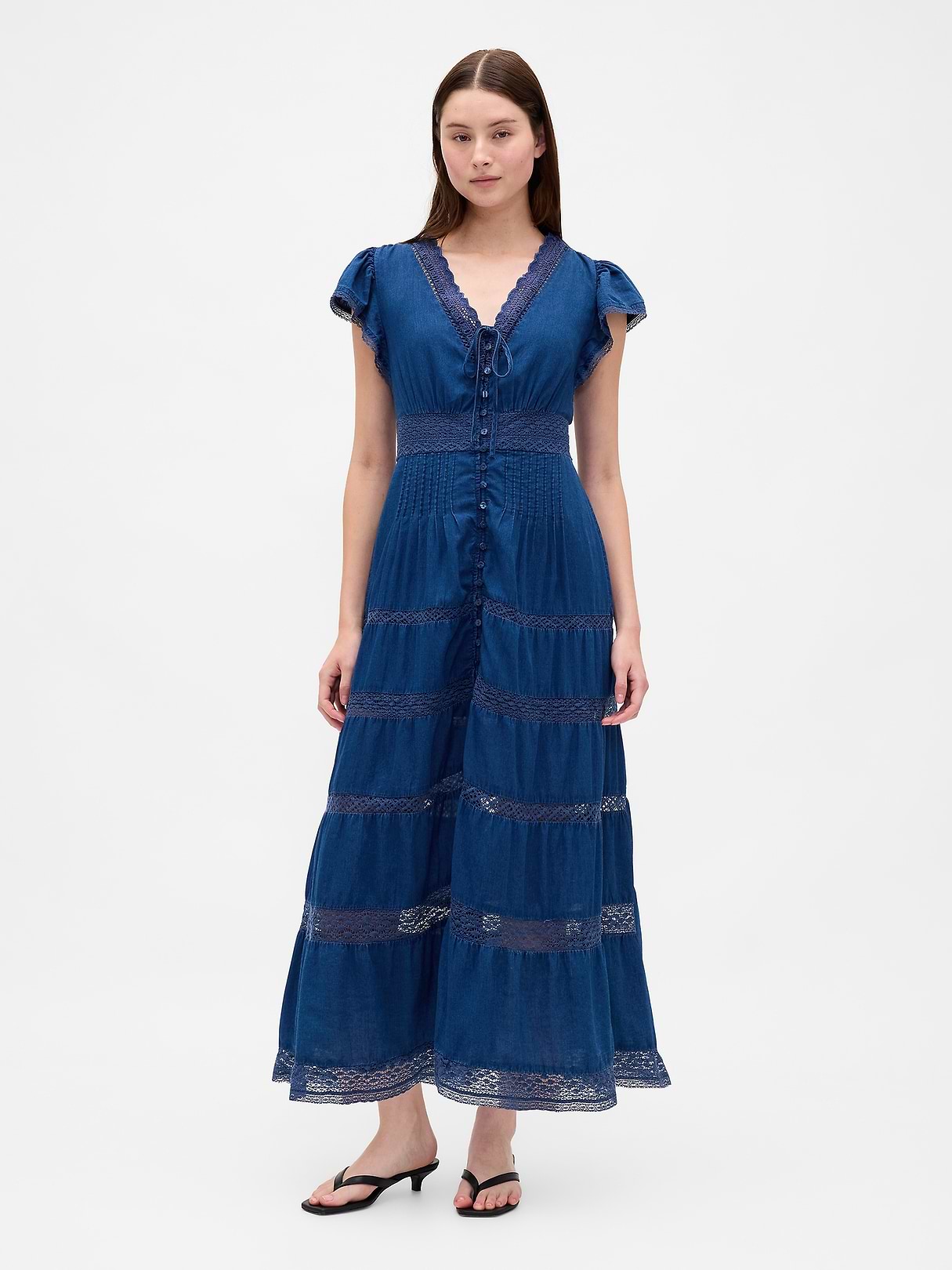 Lace-Trim Midi Dress | Gap