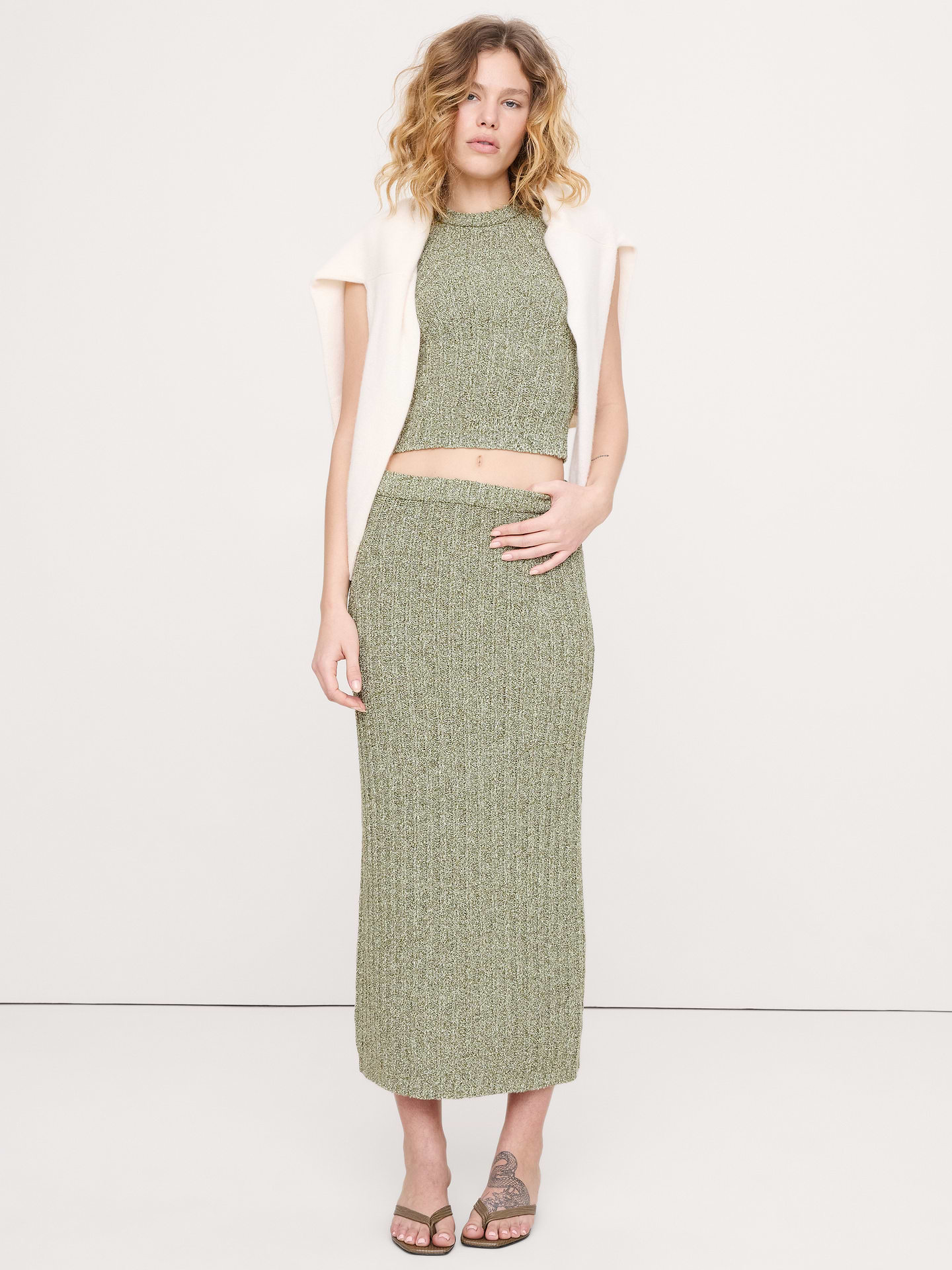 Image number 1 showing, Bouclé Cotton Sweater Skirt