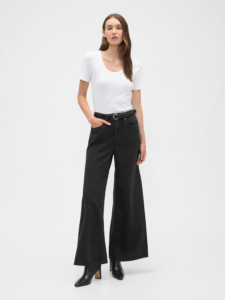 Image number 1 showing, High Rise SuperLight Palazzo Jeans
