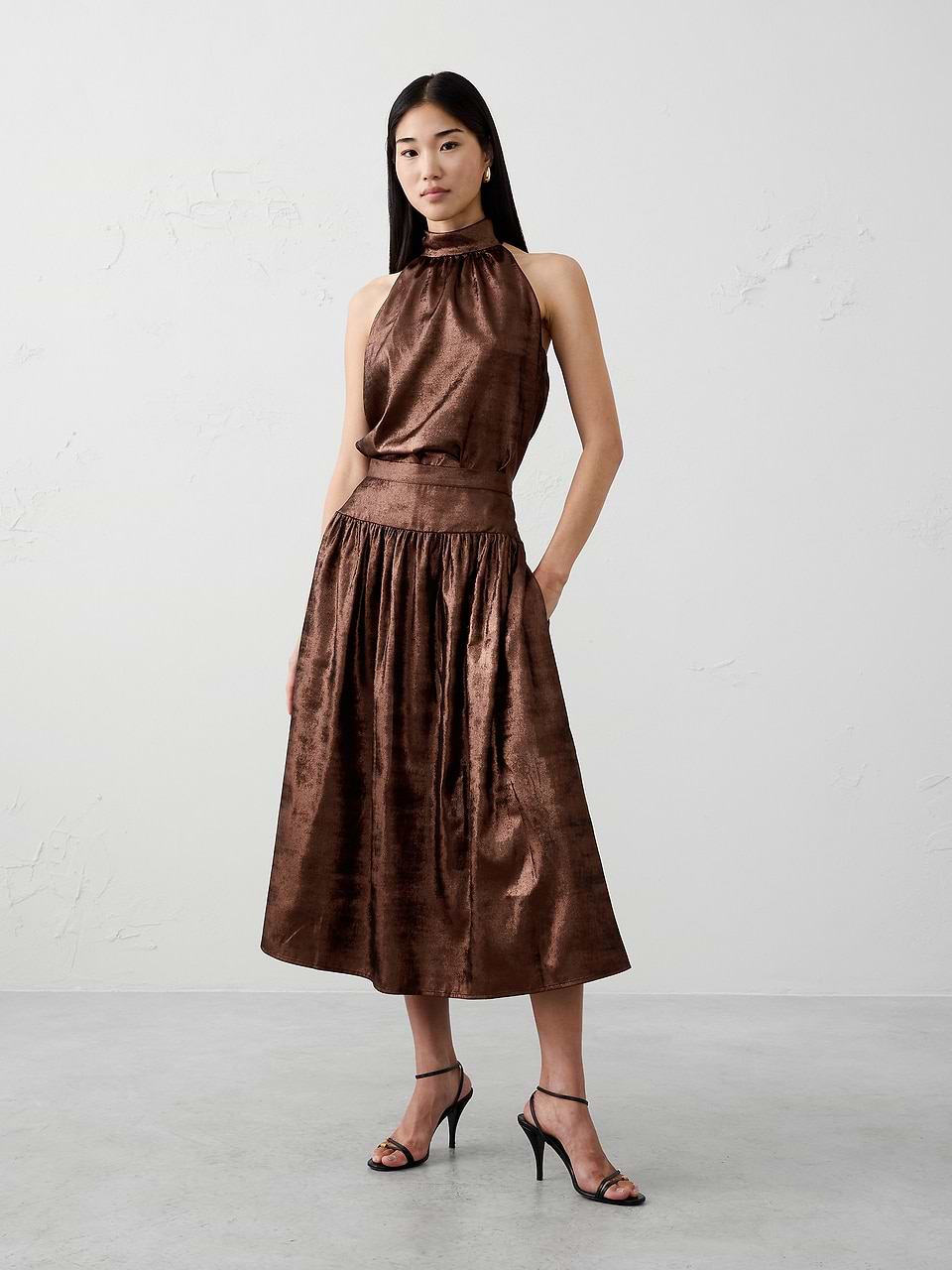 banana republic factory holiday dresses Metallic Midi Skirt badge_Sale