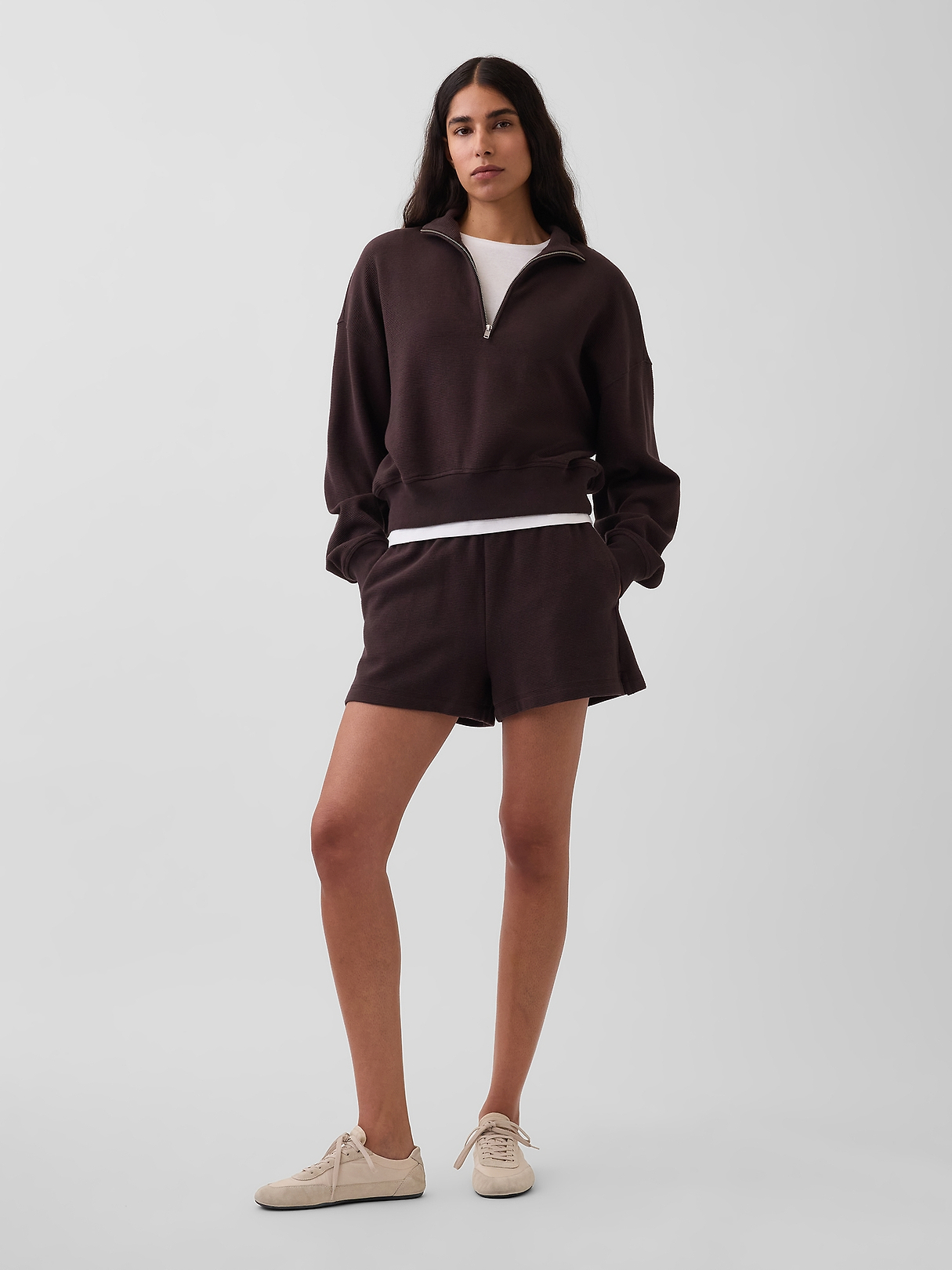 Textured Cotton Oversized Half-Zip Pullover | Gap
