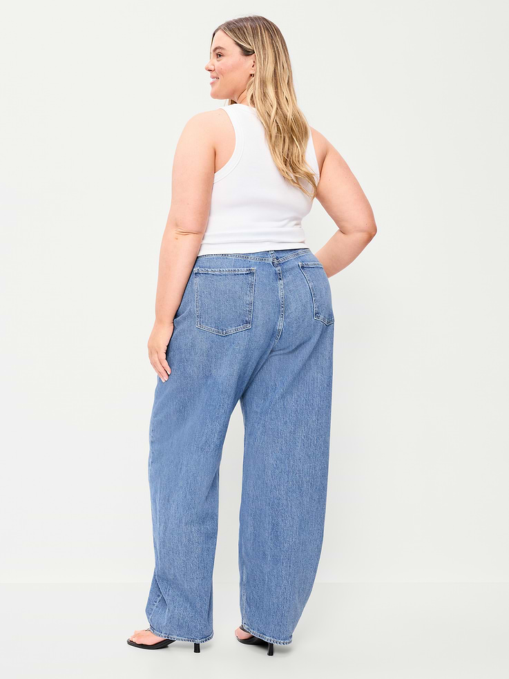 Image number 8 showing, High-Waisted Rounded Wide-Leg Barrel Jeans