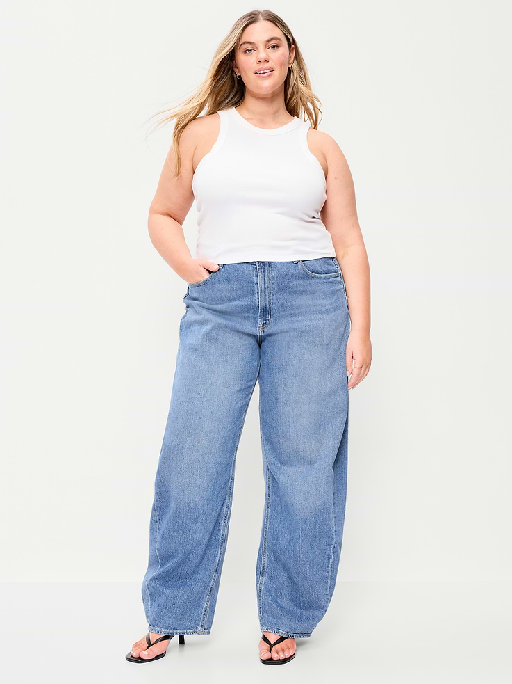 Image number 7 showing, High-Waisted Rounded Wide-Leg Barrel Jeans