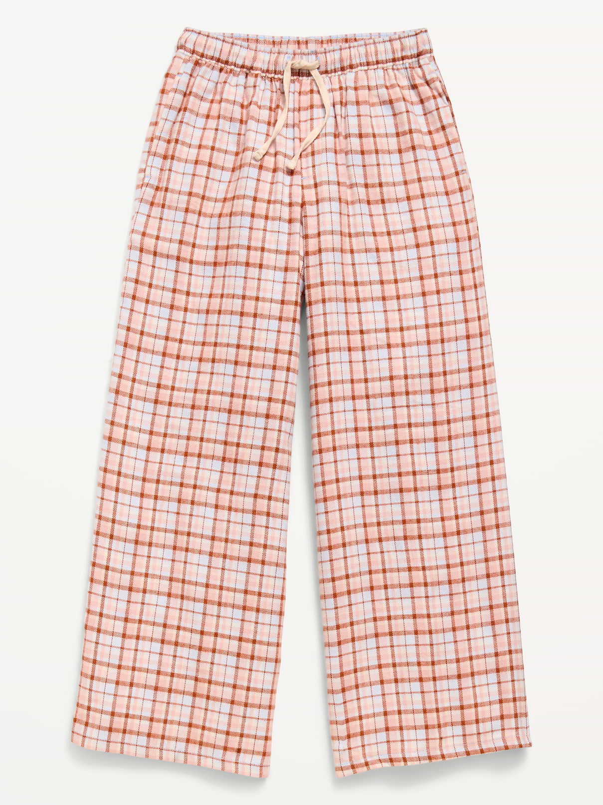 Image number 1 showing, Pull-On Wide-Leg Flannel Plaid Pants for Girls