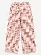 Image number 1 showing, Pull-On Wide-Leg Flannel Plaid Pants for Girls