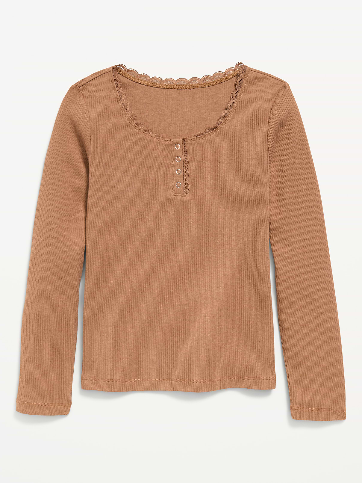 L'image numéro 1 présente T-shirt henley côtelé à manches longues pour fille