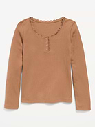 L'image numéro 1 présente T-shirt henley côtelé à manches longues pour fille