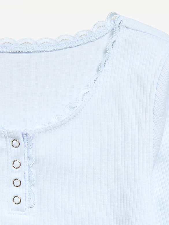 Long-Sleeve Ribbed Henley T-Shirt for Girls
