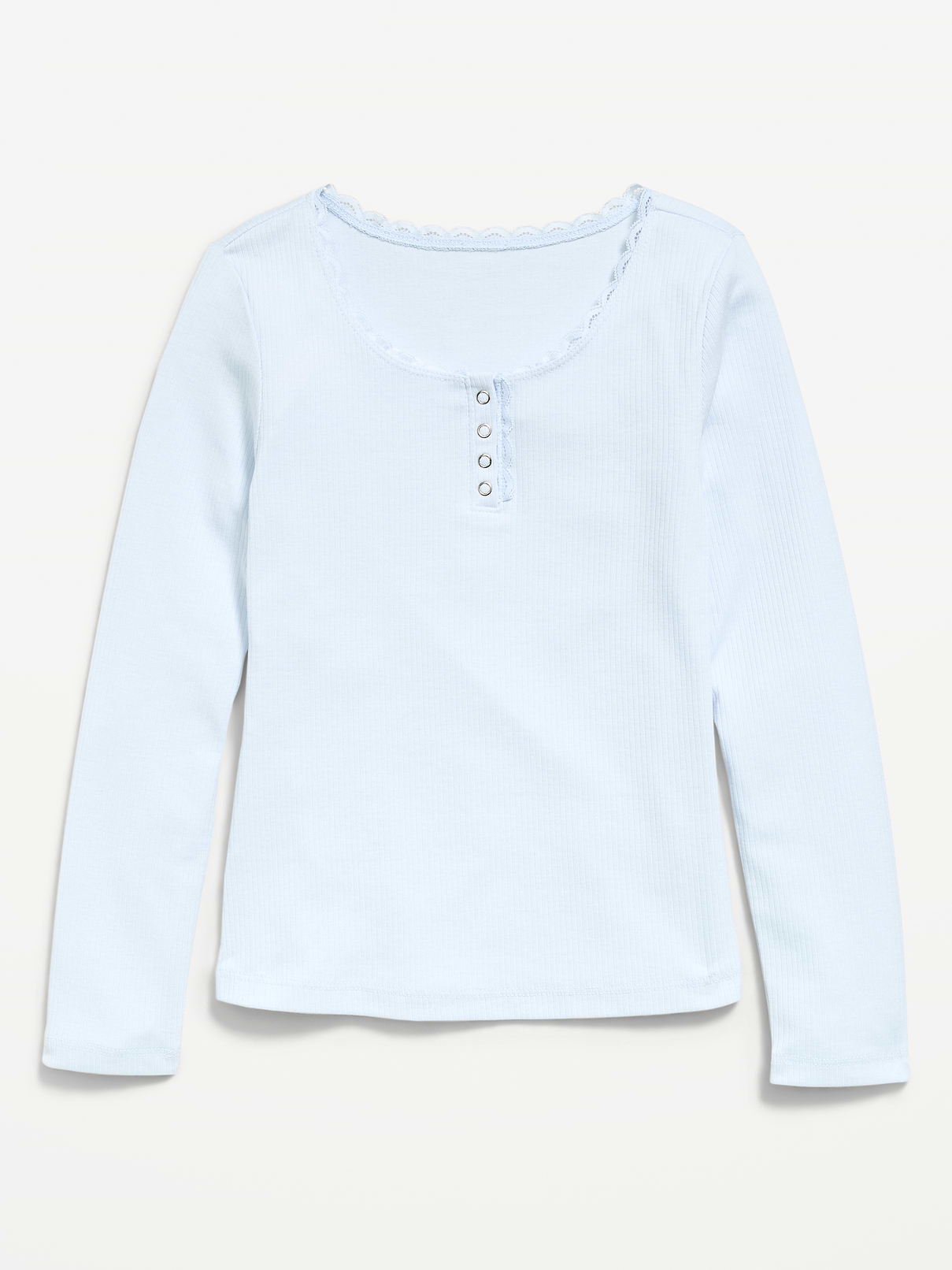 Image number 1 showing, Long-Sleeve Ribbed Henley T-Shirt for Girls