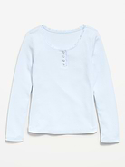 Image number 1 showing, Long-Sleeve Ribbed Henley T-Shirt for Girls