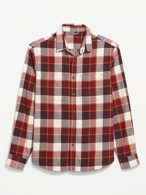Relaxed Long-Sleeve Flannel Pocket Shirt