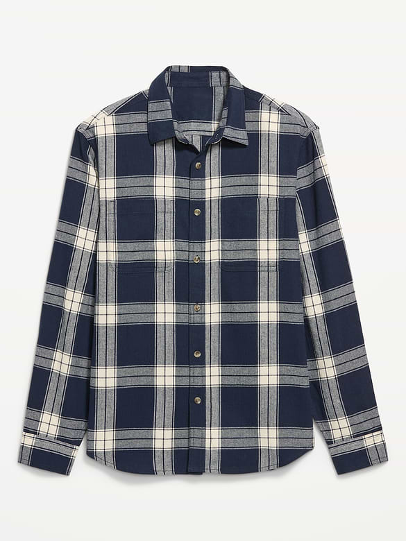 Relaxed Long-Sleeve Flannel Pocket Shirt