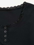 Image number 2 showing, Long-Sleeve Ribbed Henley T-Shirt for Girls