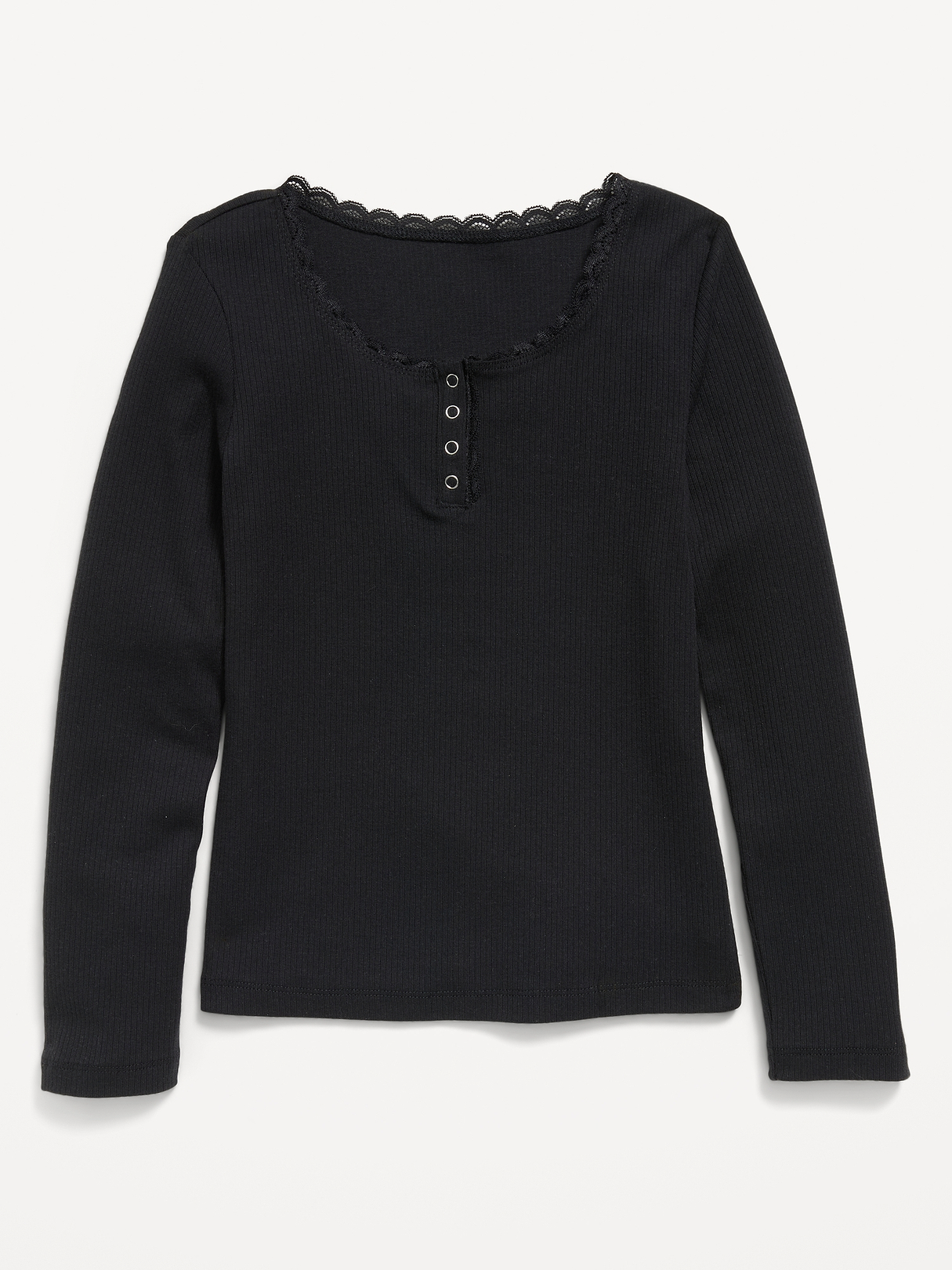 Long-Sleeve Ribbed Henley T-Shirt for Girls | Old Navy