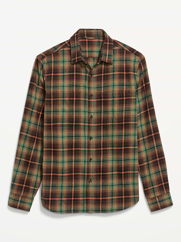 Relaxed Long-Sleeve Flannel Pocket Shirt