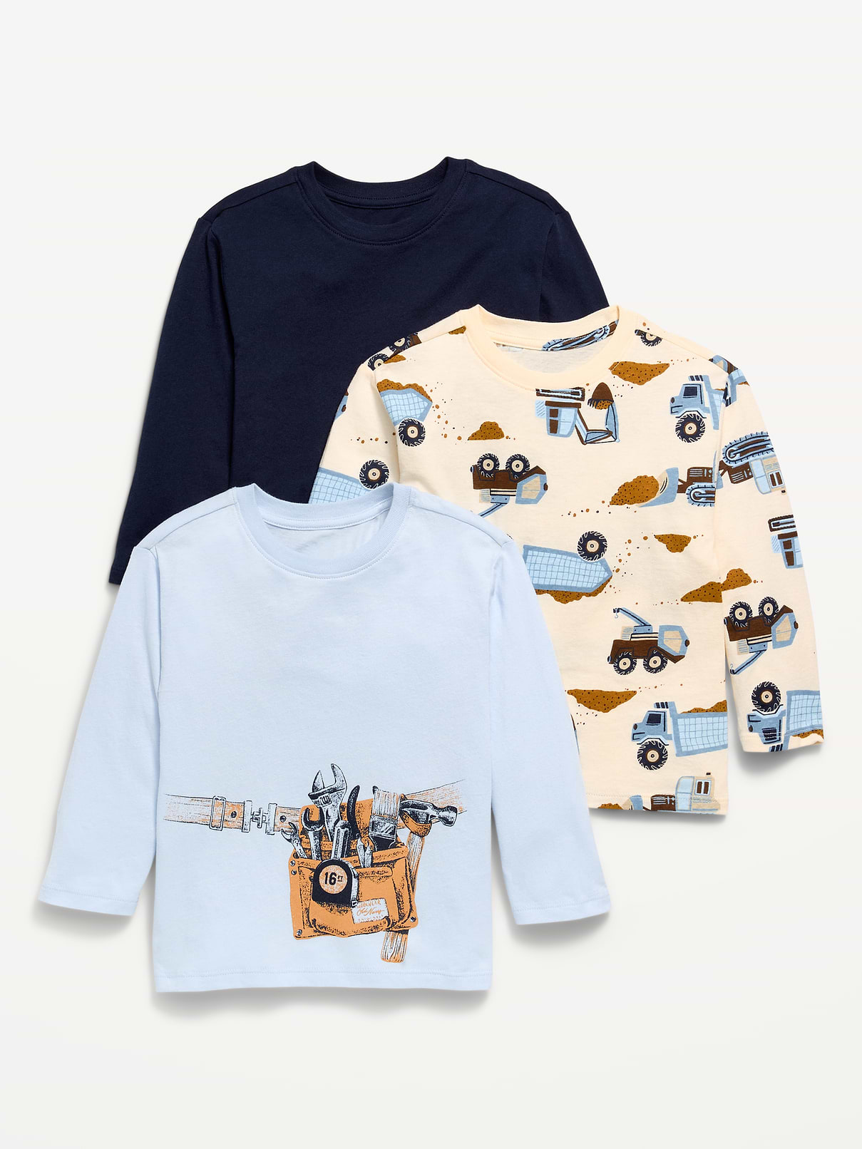 Image number 1 showing, Long-Sleeve T-Shirt 3-Pack for Toddler Boys