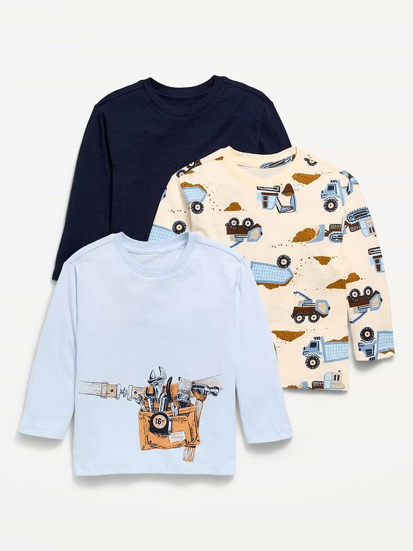Long-Sleeve T-Shirt 3-Pack for Toddler Boys