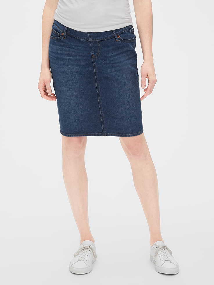 Image number 1 showing, Maternity Full Panel Denim Skirt