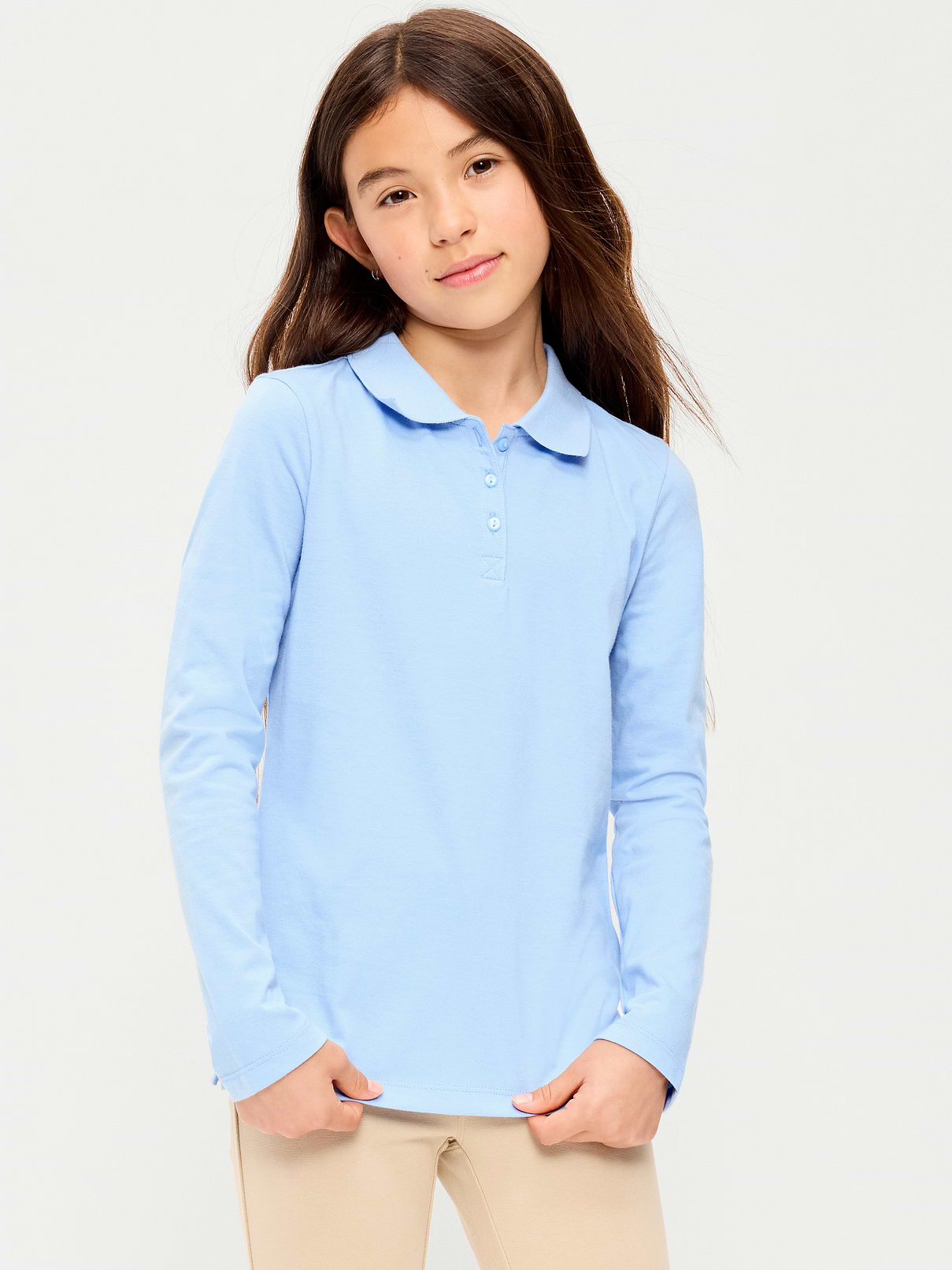 Image number 1 showing, School Uniform Jersey-Knit Polo Shirt for Girls