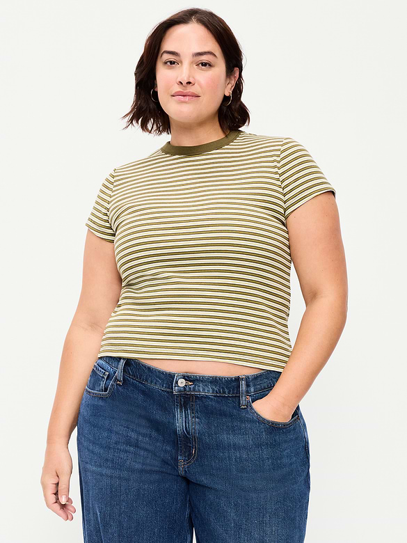 Snug Crew-Neck Ribbed T-Shirt