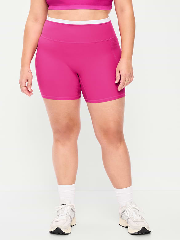 Extra-High Waisted PowerSoft Boundless Pocket Biker Shorts-- 6-inch inseam - No Front Seam