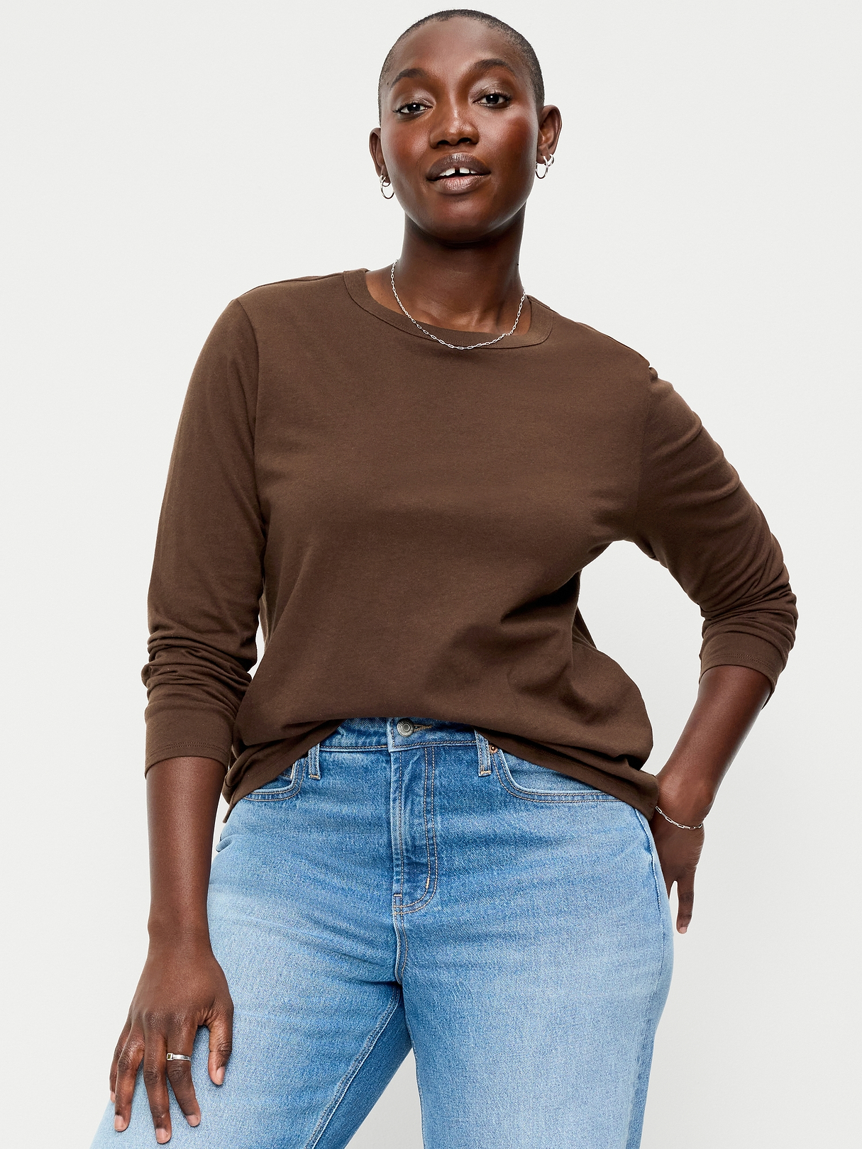 【DRAWER】ブラウン長袖カットソー EveryWear Long-Sleeve T-Shirt | Old Navy