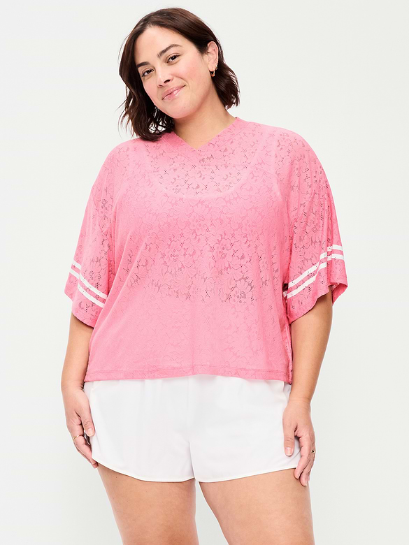 Oversized Cropped Football T-Shirt