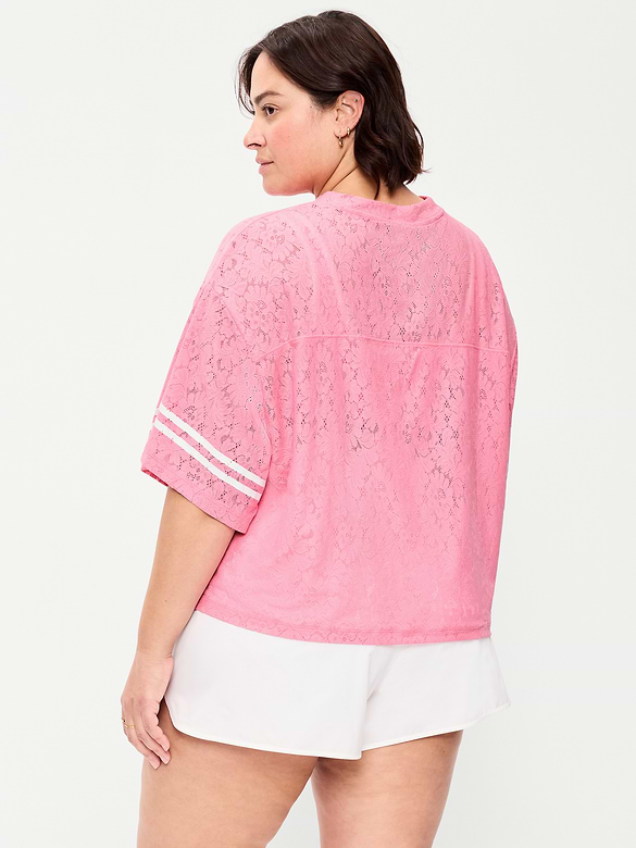 Oversized Cropped Football T-Shirt