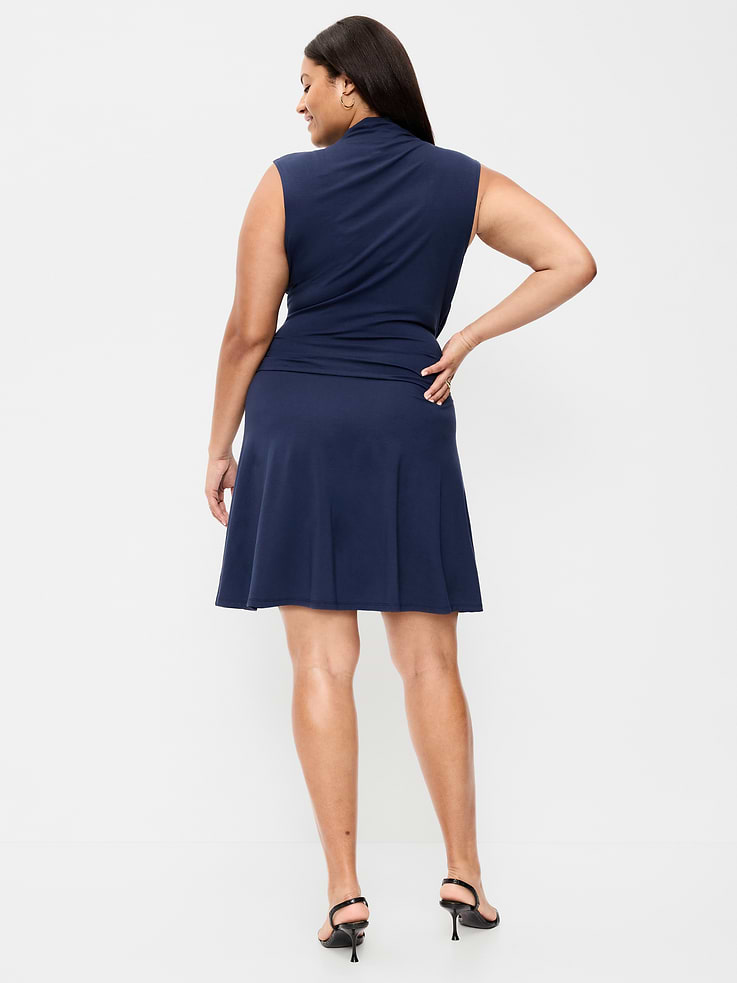 Image number 9 showing, Gathered Mock-Neck Drop-Waist Mini Dress