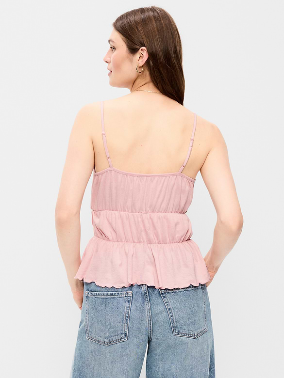 Lace-Trim Smocked-Waist Tank Top