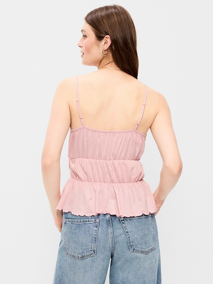 Image number 2 showing, Lace-Trim Smocked-Waist Tank Top