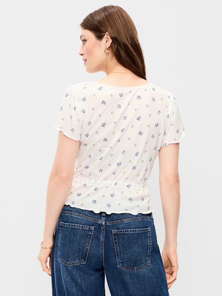 Image number 2 showing, Lace-Trim Button-Down Top