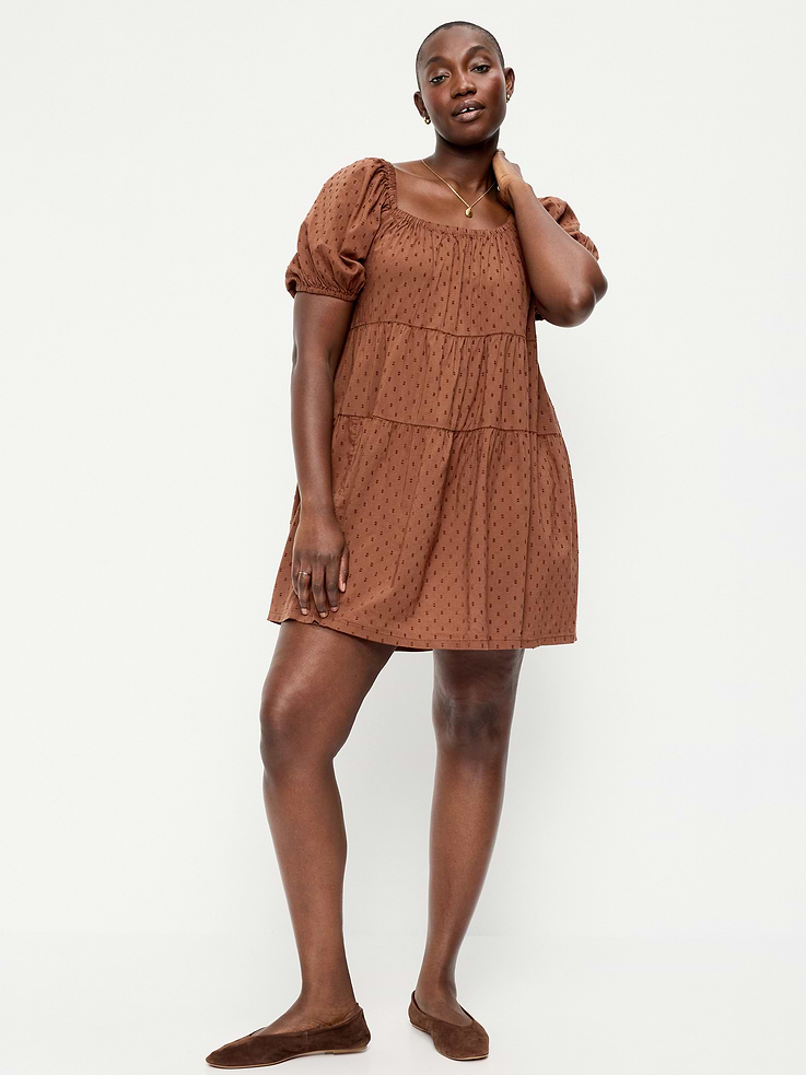 Image number 6 showing, Puff-Sleeve Swing Mini Dress