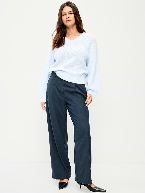 High-Waisted Taylor Trouser Wide-Leg Pants