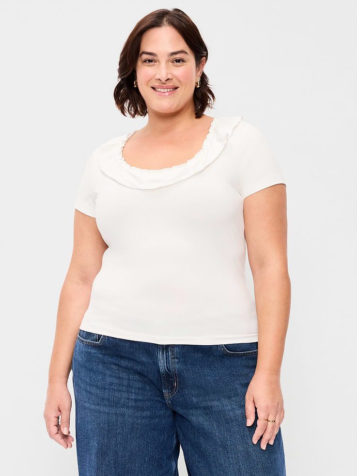 Image number 7 showing, Lettuce-Edge Scoop-Neck Top