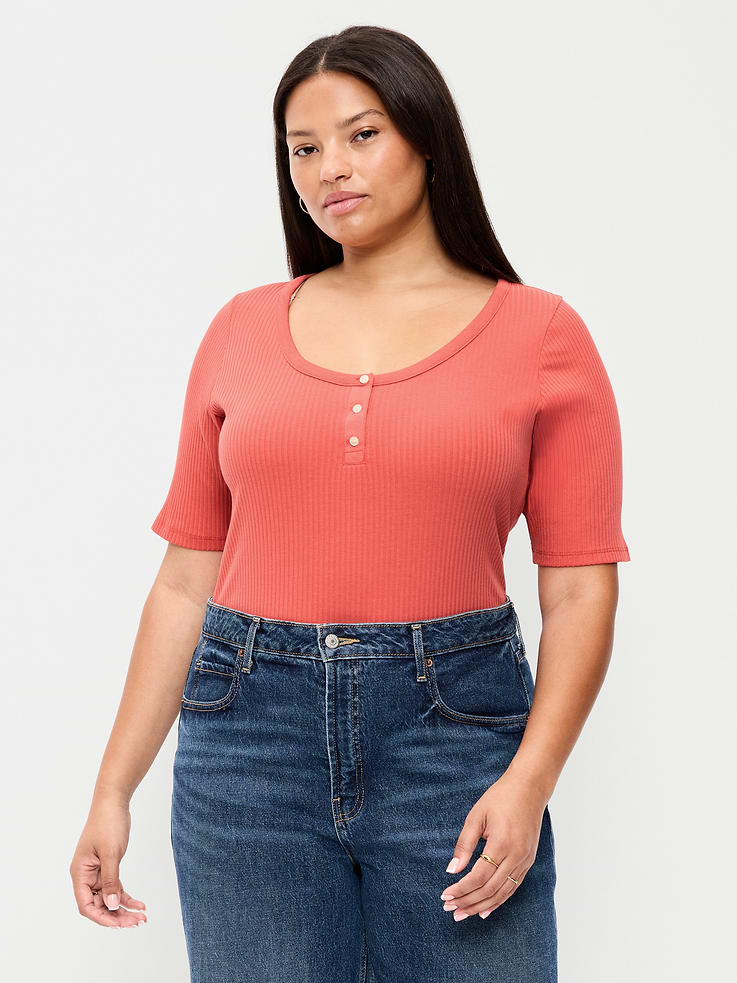 Image number 8 showing, Scoop-Neck Fitted Henley Top